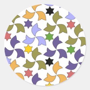 Sticker Rond Motif en mosaïque de style Alhambra espagnol