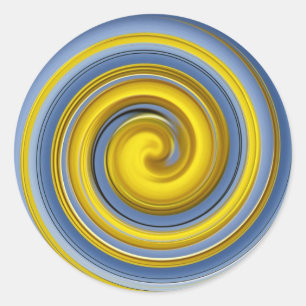 Sticker Rond Motif en spirale jaune et bleu