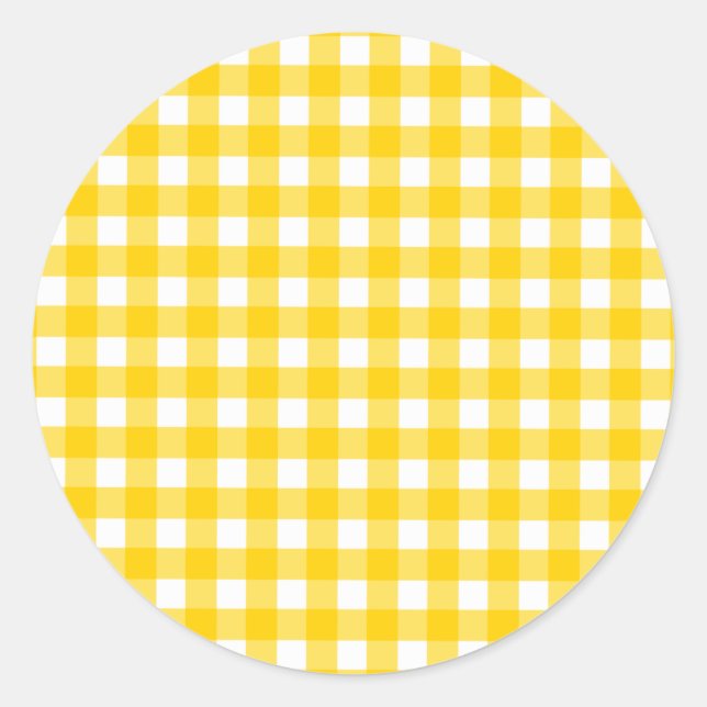 Sticker Rond Motif En vichy jaune (Devant)