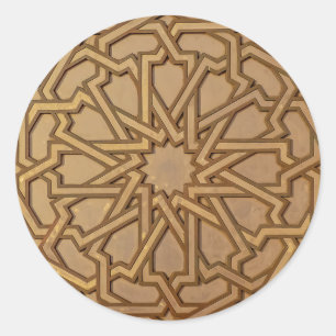 Sticker Rond Motif étoile doré marocain vintage complexe