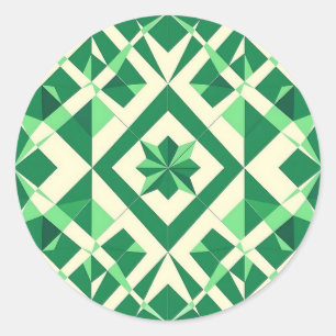 Sticker Rond Motif étoile géométrique vert émeraude