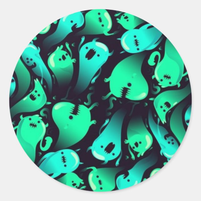 Sticker Rond Motif fantôme (Devant)