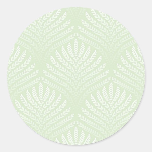 Sticker Rond Motif feuillage classique en blanc et vert (Devant)