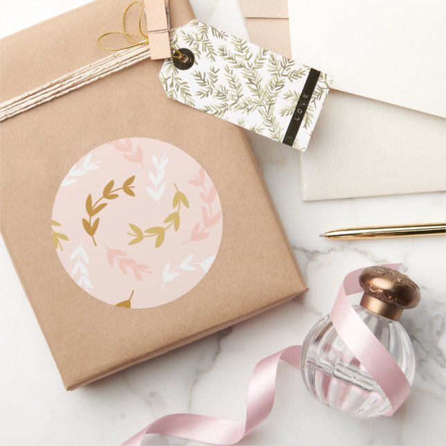 STICKER ROND MOTIF FEUILLE 4 (Cadeaux)