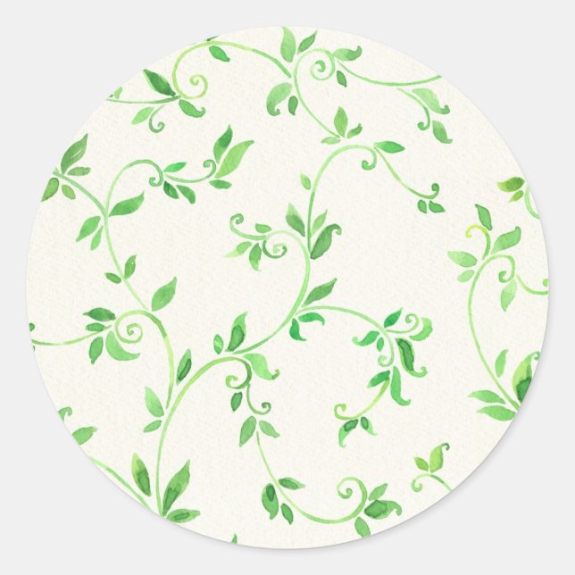 Sticker Rond Motif feuille aquarelle (Devant)