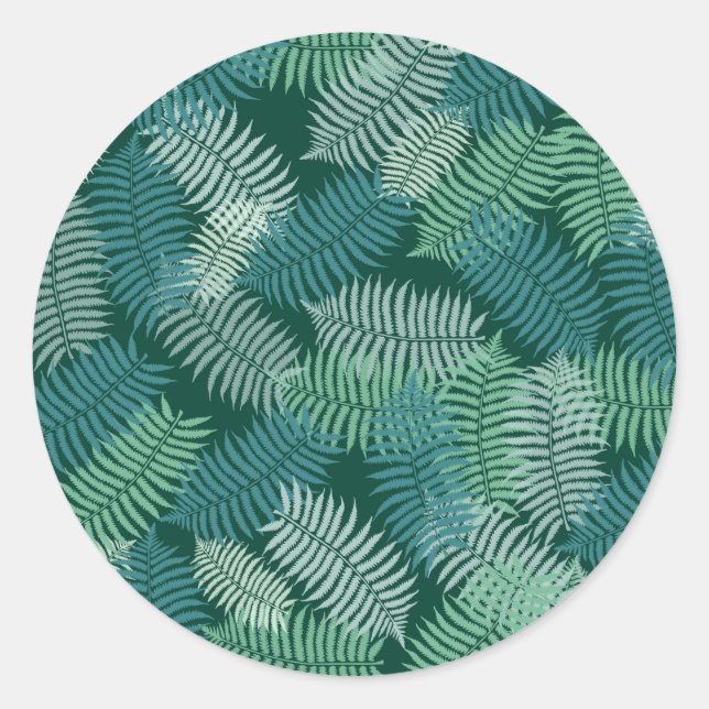 Sticker Rond Motif feuille fermier sur vert foncé (Devant)
