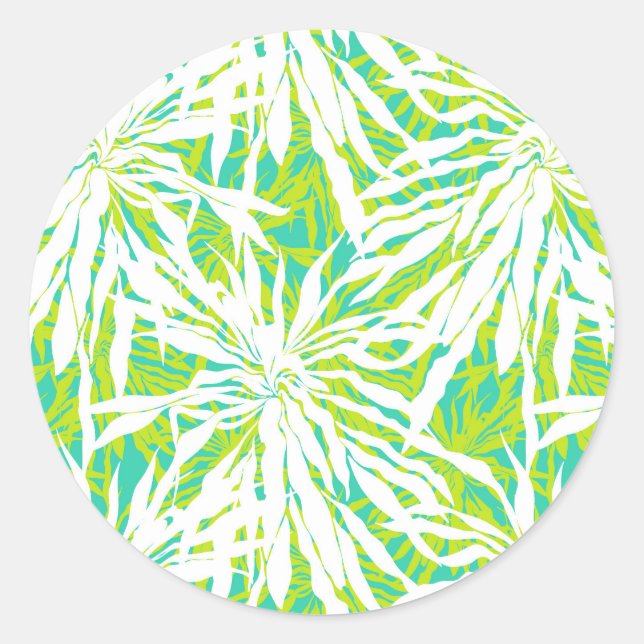 Sticker Rond Motif Feuille Tropical Palm (Devant)