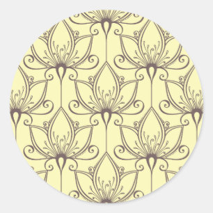 Sticker Rond Motif floral crème