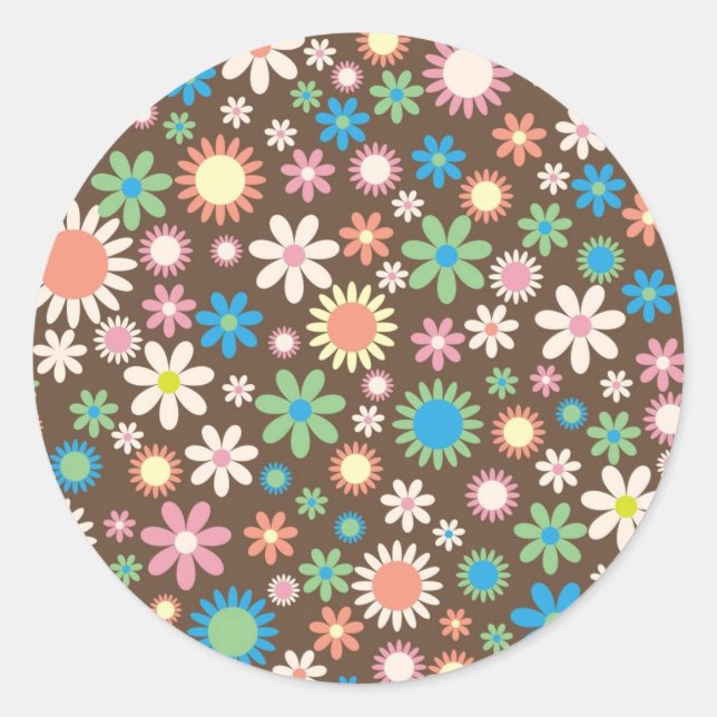 Sticker Rond Motif Floral Cute Daisy (Devant)