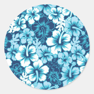 Sticker Rond Motif floral de ketmie de surf