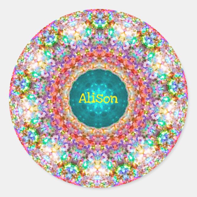 Sticker Rond ~ Motif Floral doux ~ ALISON personnalisée ~ Cla (Devant)