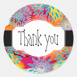 Sticker Rond Motif floral et aquarelle peinture Abstraite