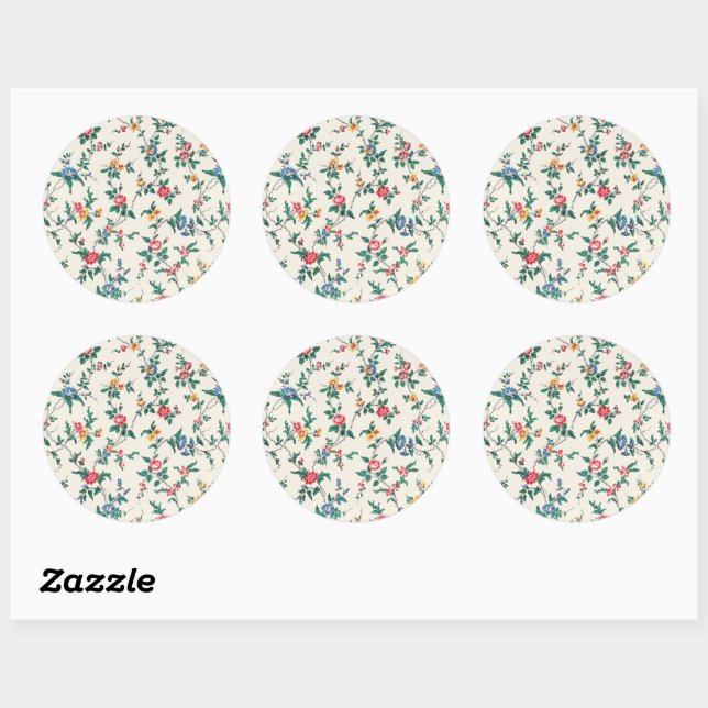 Sticker Rond Motif floral multicolore (Feuille)