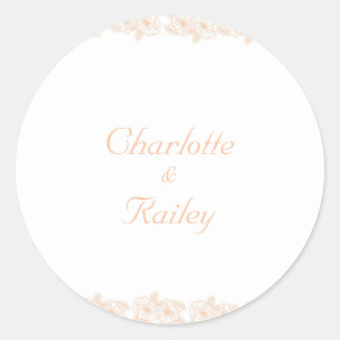 Sticker Rond Motif floral tendance minimaliste Peach Fuzz