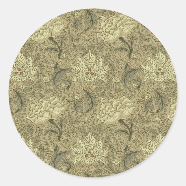 Sticker Rond Motif floral William Morris Windrush : Vintage (Devant)