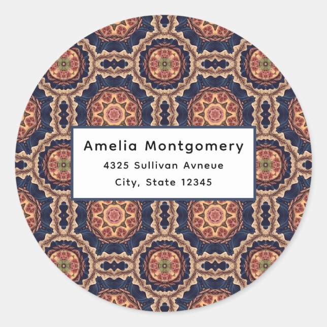 Sticker Rond Motif Flower and Star Shapes - Adresse (Devant)