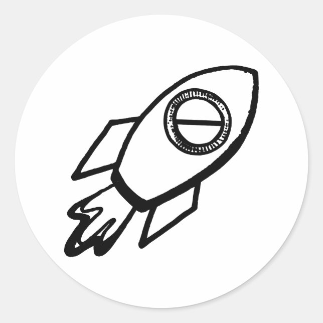 Sticker rond Motif Flying Rocket Sketch (Devant)