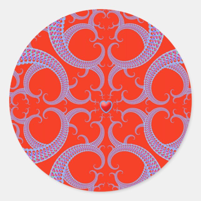 Sticker Rond Motif fractal du coeur rouge (Devant)