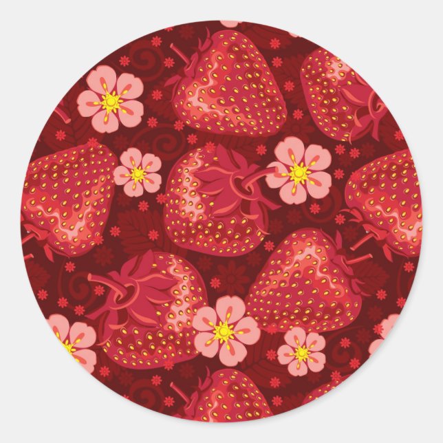 Sticker Rond Motif fraise 2 2 (Devant)