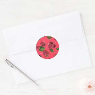 Sticker Rond Motif framboise