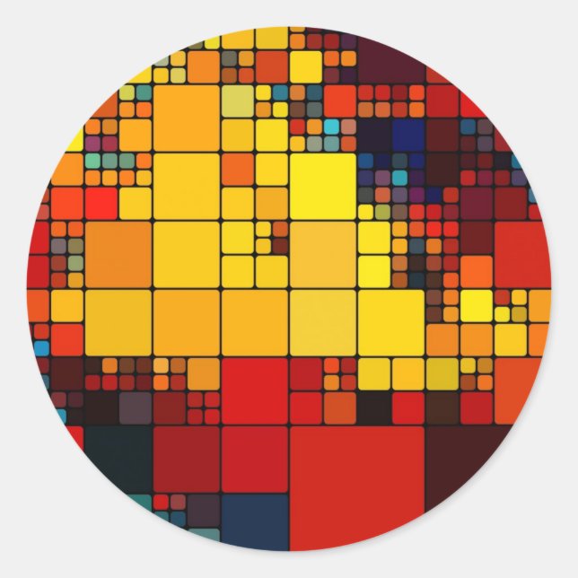 Sticker Rond Motif géométrique arc-en-ciel abstrait (Devant)