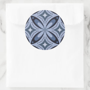 Sticker Rond Motif géométrique bleu de style rétro