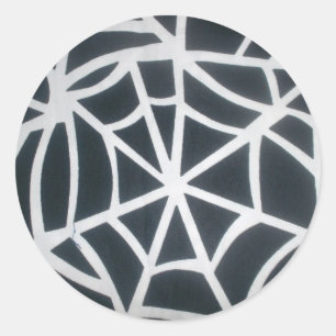 Sticker Rond Motif géométrique Gras noir et blanc Spider Web