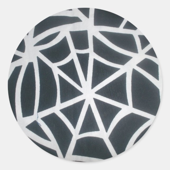 Sticker Rond Motif géométrique Gras noir et blanc Spider Web (Devant)