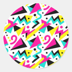 Sticker Rond Motif géométrique Memphis des années 80