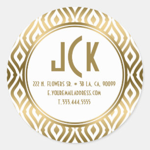 Sticker Rond Motif géométrique moderne White & Gold Teardrop