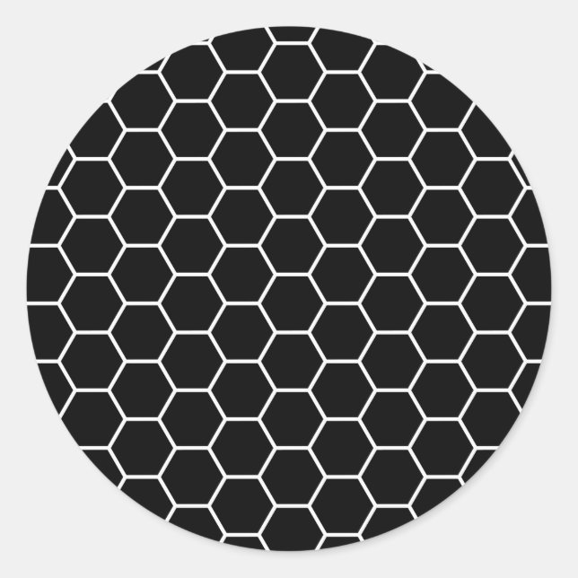 Sticker Rond Motif géométrique noir et blanc d'hexagone (Devant)