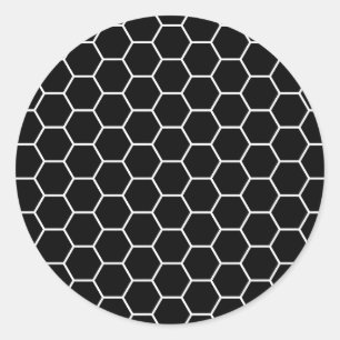 Sticker Rond Motif géométrique noir et blanc d'hexagone