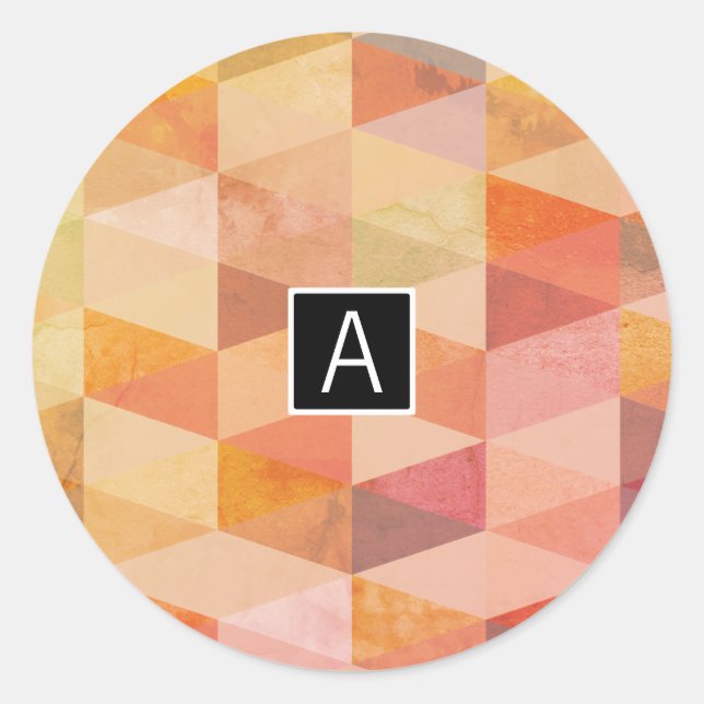 Sticker Rond Motif géométrique Triangle souple | Monogramme (Devant)