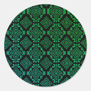 Sticker Rond Motif géométrique vert / Impression indienne