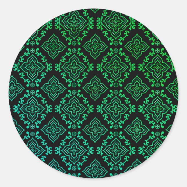 Sticker Rond Motif géométrique vert / Impression indienne (Devant)