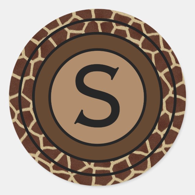 Sticker Rond Motif giraphe monogramme (Devant)