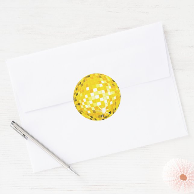 Sticker Rond Motif Gold Disco Ball (Enveloppe)