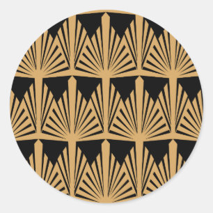 Sticker Rond Motif Gold et Black Art Déco