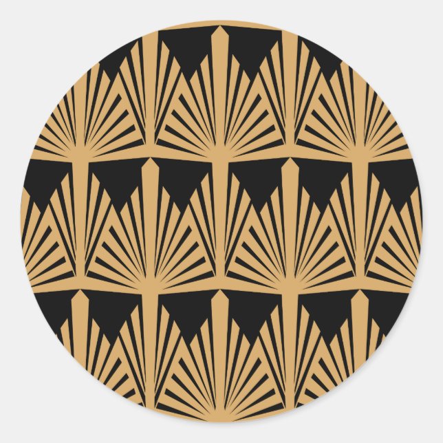 Sticker Rond Motif Gold et Black Art Déco (Devant)