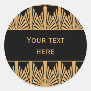 Sticker Rond Motif Gold et Black Art Déco personnalisé
