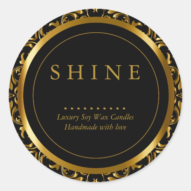 Sticker Rond Motif Gold et Black Frame (Devant)