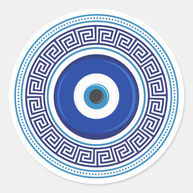 Sticker Rond Motif grec mal oeil Nazar (Devant)