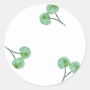 Sticker Rond Motif Green Cherry