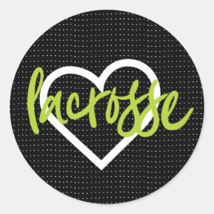 Sticker Rond Motif Green on Black Lacrosse Sticks & Hearts