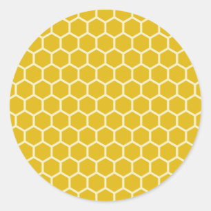 Sticker Rond Motif hexagonal de l'abeille jaune