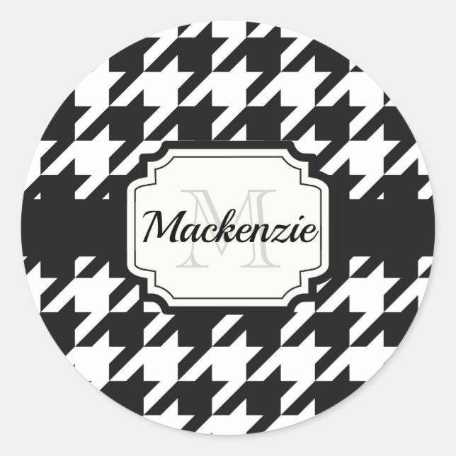 Sticker Rond Motif Houndstooth (Devant)