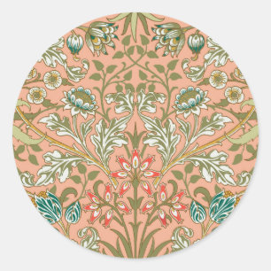 Sticker Rond Motif Hyacinthe Rose Poussiéreux de William Morris