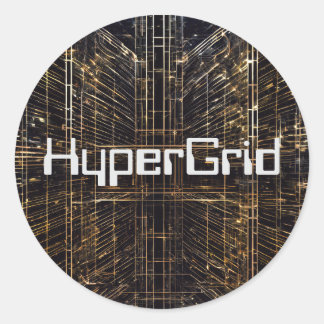 Sticker Rond MOTIF HyperGrid inspiré par AI