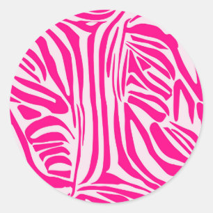 Sticker Rond Motif imprimé zèbre rose