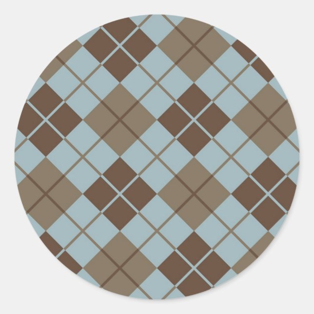 Sticker Rond Motif Jacquard en bleu et Taupe (Devant)